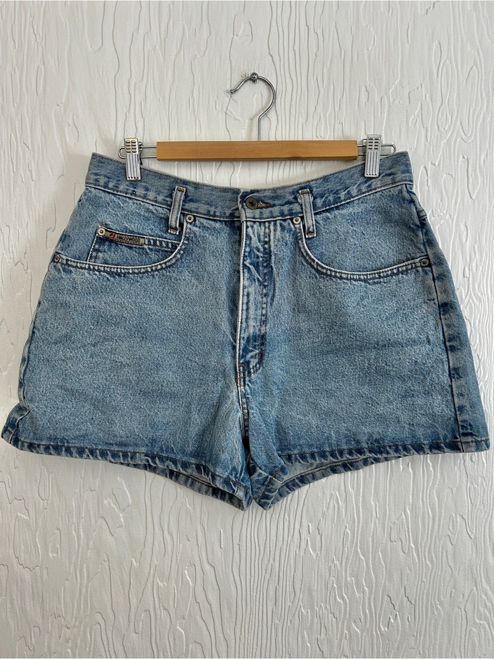 VINTAGE 90s Hollywood Jean Shorts Blue Size 8 Jorts Casual Summer Beach